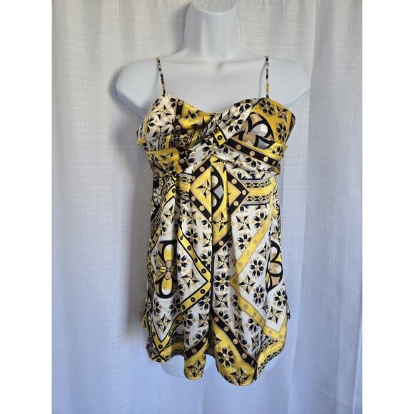 Rampage Small Vintage Y2k Babydoll Festival Yellow Floral Tank Top Boho Twist - Picture 1 of 9